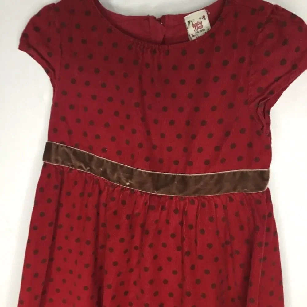 Vintage Baby GAP‎ Toddler Girl Red/Brown Floral Velour Dress Size 4T